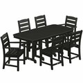 Polywood Lakeside 7-Piece Black Dining Set with Nautical Table 633PWS6241BL
